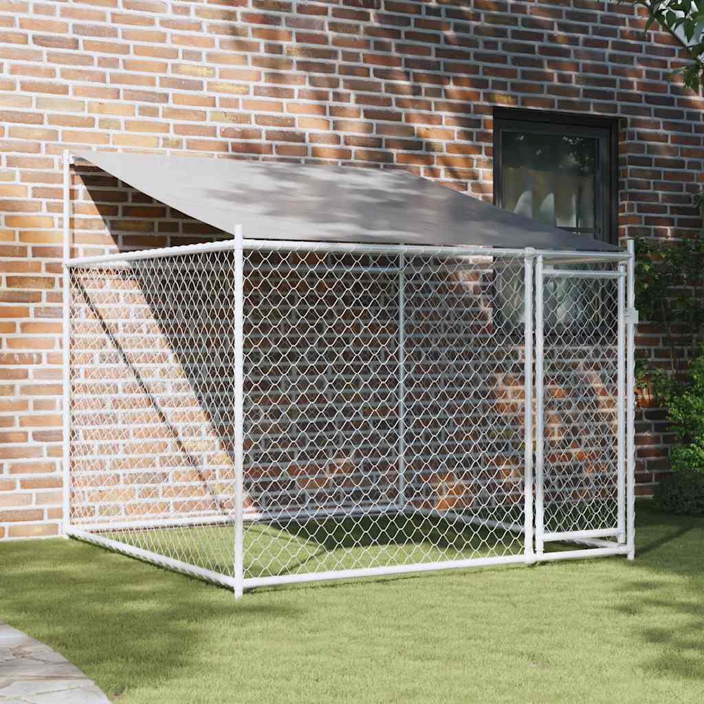 Jaula De Perros Techo Y Puerta Acero Galvanizado Gris 2x2x2 M_1