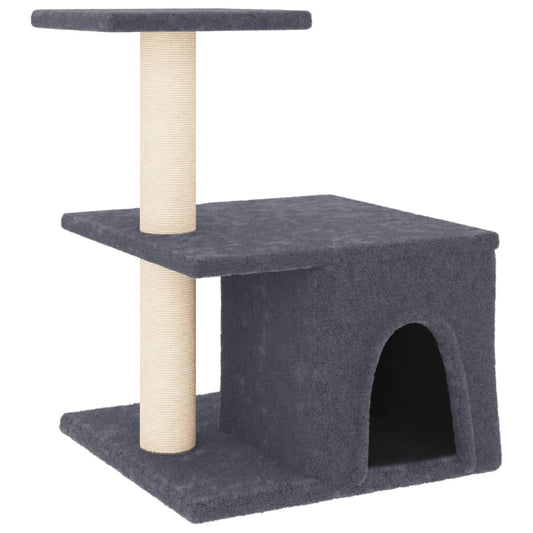 Rascador Para Gatos Con Postes De Sisal Gris Oscuro 48 Cm_0