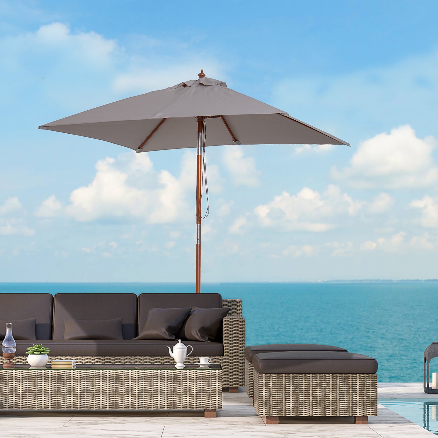 Outsunny Sombrilla De Jardín Rectangular 200x150x235 Cm Anti-uv Gris_1