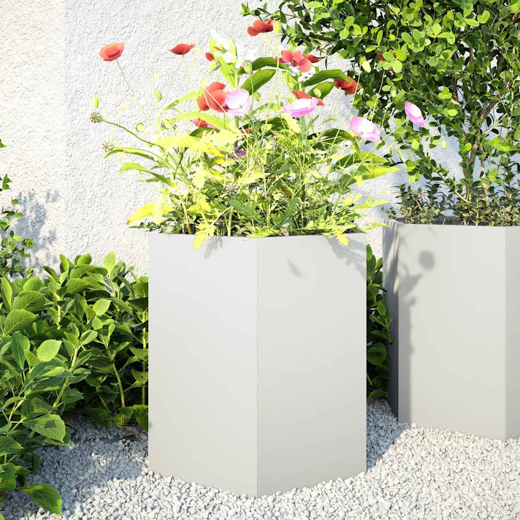 Jardineras Hexagonales 2 Uds Acero Blanco 46x40x45 Cm_1