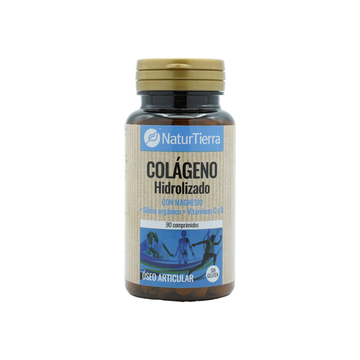 Colágeno hidrolizado con magnesio + silicio orgánico + calcio + vitaminas C y D, 90 comprimidos. NaturTierra