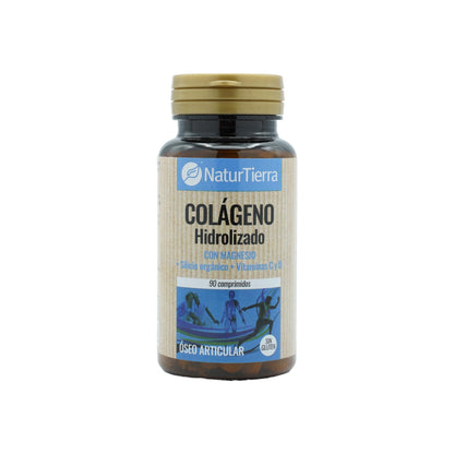 Colágeno hidrolizado con magnesio + silicio orgánico + calcio + vitaminas C y D, 90 comprimidos. NaturTierra