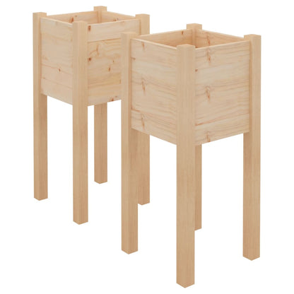 Jardineras 2 Uds Madera Maciza De Pino 31x31x70 Cm_0