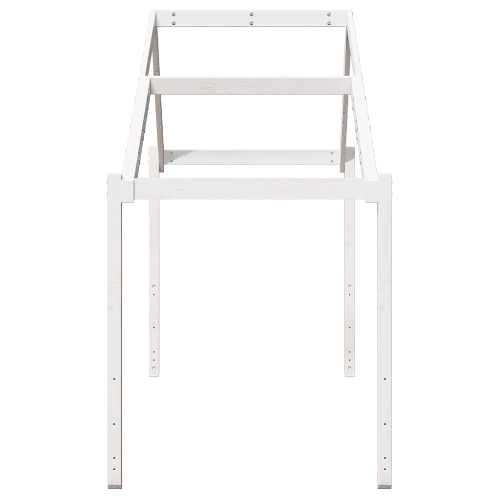 Techo De Cama Infantil Madera Maciza Blanco 203x80,5x142 Cm_4