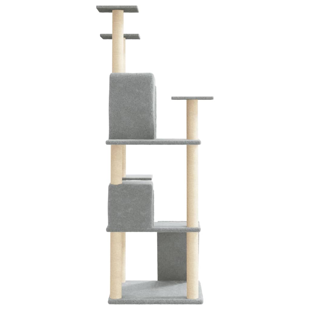 Rascador Para Gatos Con Postes De Sisal Gris Claro 153 Cm_3
