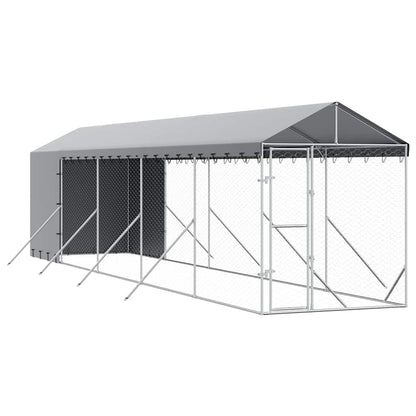 Perrera De Exterior Con Toldo Acero Galvanizado Plata 2x10x2,5m_0