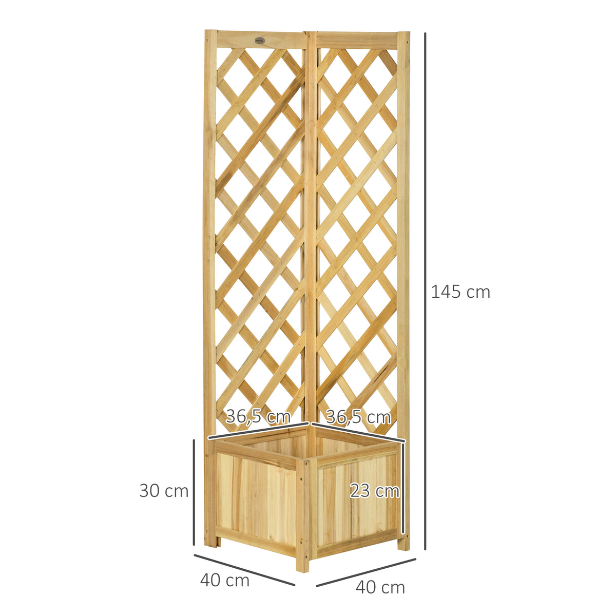 Outsunny Jardinera Con Enrejado De Madera Para Trepadoras 40x40x145 Cm Natural_2