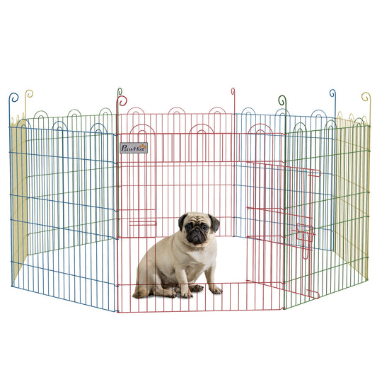 Pawhut Parque Plegable Para Perros De 8 Paneles Ø156x60 Cm Con Puerta Multicolor_0