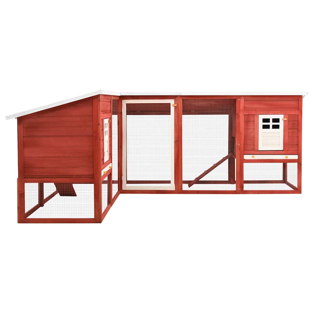 Conejera De Exterior Con Corredor Madera De Abeto Rojo Y Blanco_2
