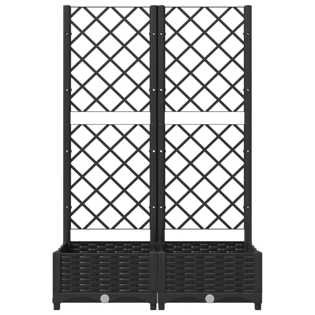 Jardinera De Jardín Con Enrejado, Color Negro, 80 X 40 X 121,5 Cm, Pp_2