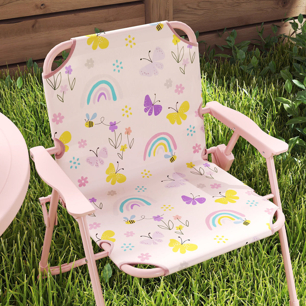 Aiyaplay Conjunto De Mesa Y Sillas Infantil De Jardín De 4 Piezas Rosa_3