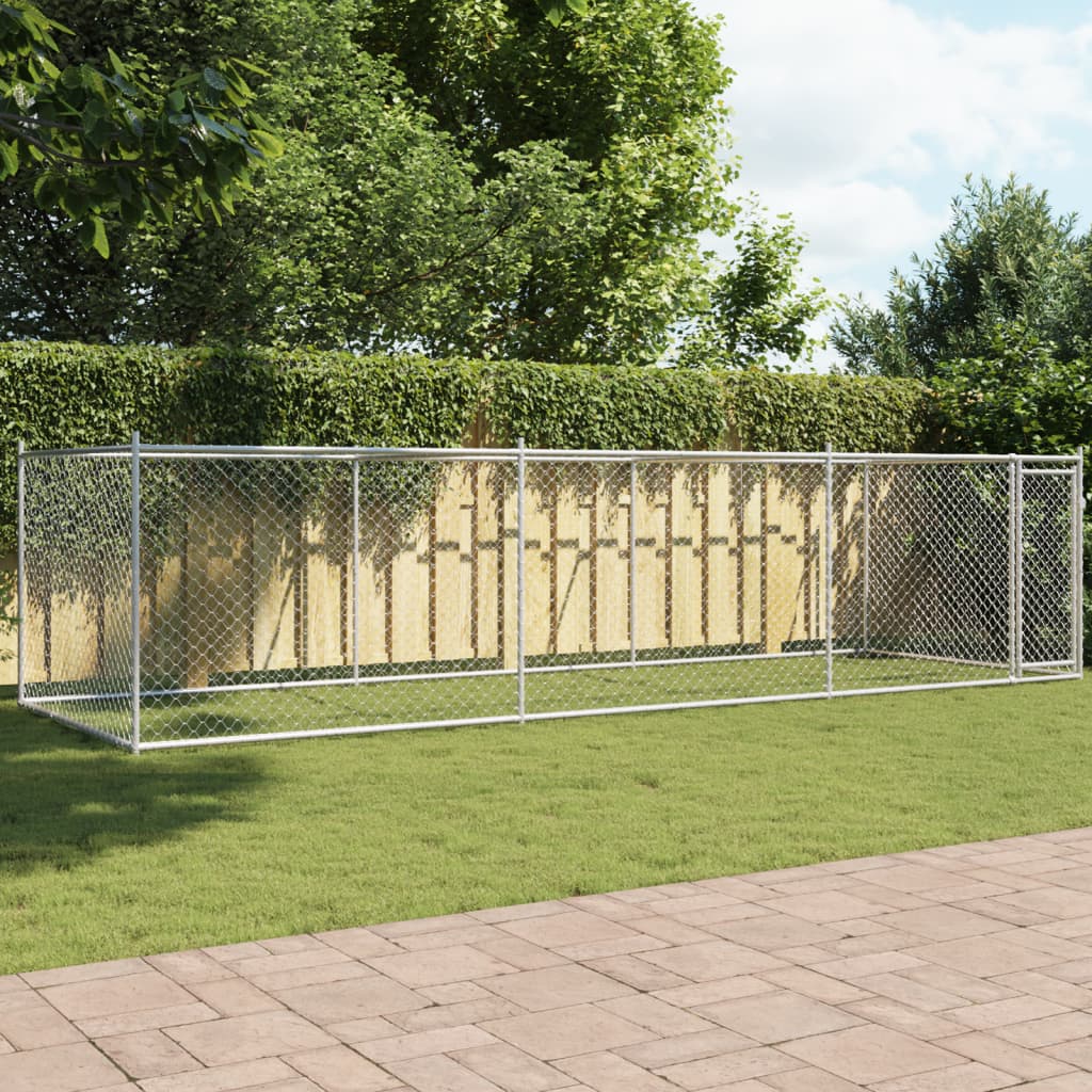 Jaula De Perros Con Puerta Acero Galvanizado Gris 6x2x1,5 M_1