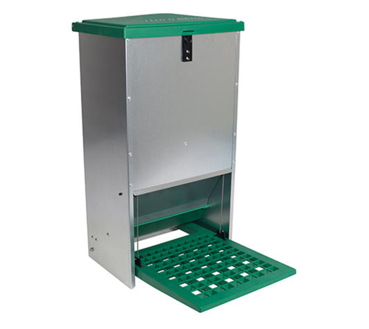 Tolva Para Gallinas Antipájaros - Tolva Exterior Self-service A Pedal - Capacidad 20 Kg - Incluye Guía De Alimentación_0