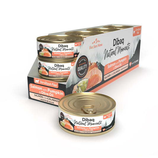 Dibaq Natural Moments 5 Star Esterilizados Salmón Con Calabaza, 12 Latas X 70gr_0