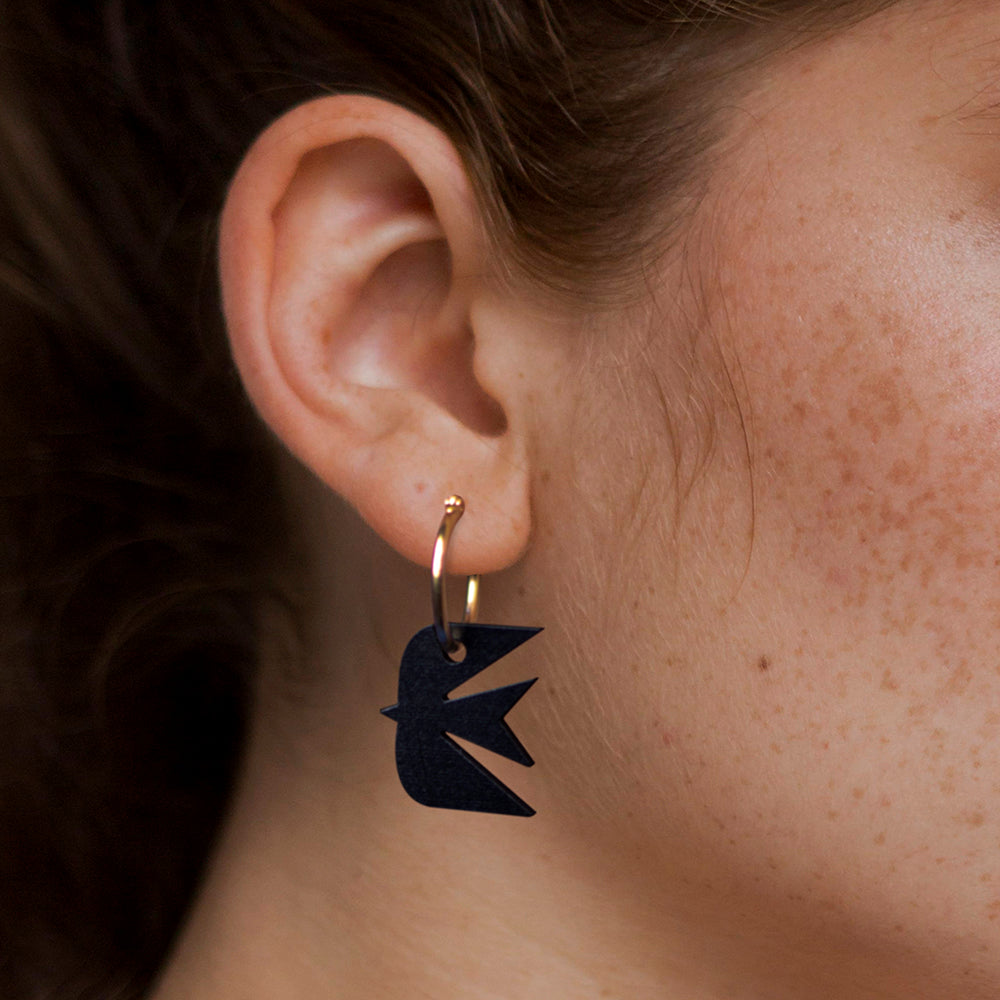 Pendientes Golondrina - Aro de Acero Quirúrgico y Bañado en Oro de 18k - Nature Vibes_3