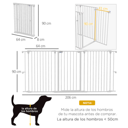Pawhut Barrera Para Perros Plegable De Acero Con 3 Paneles 206x90cm Blanco_2