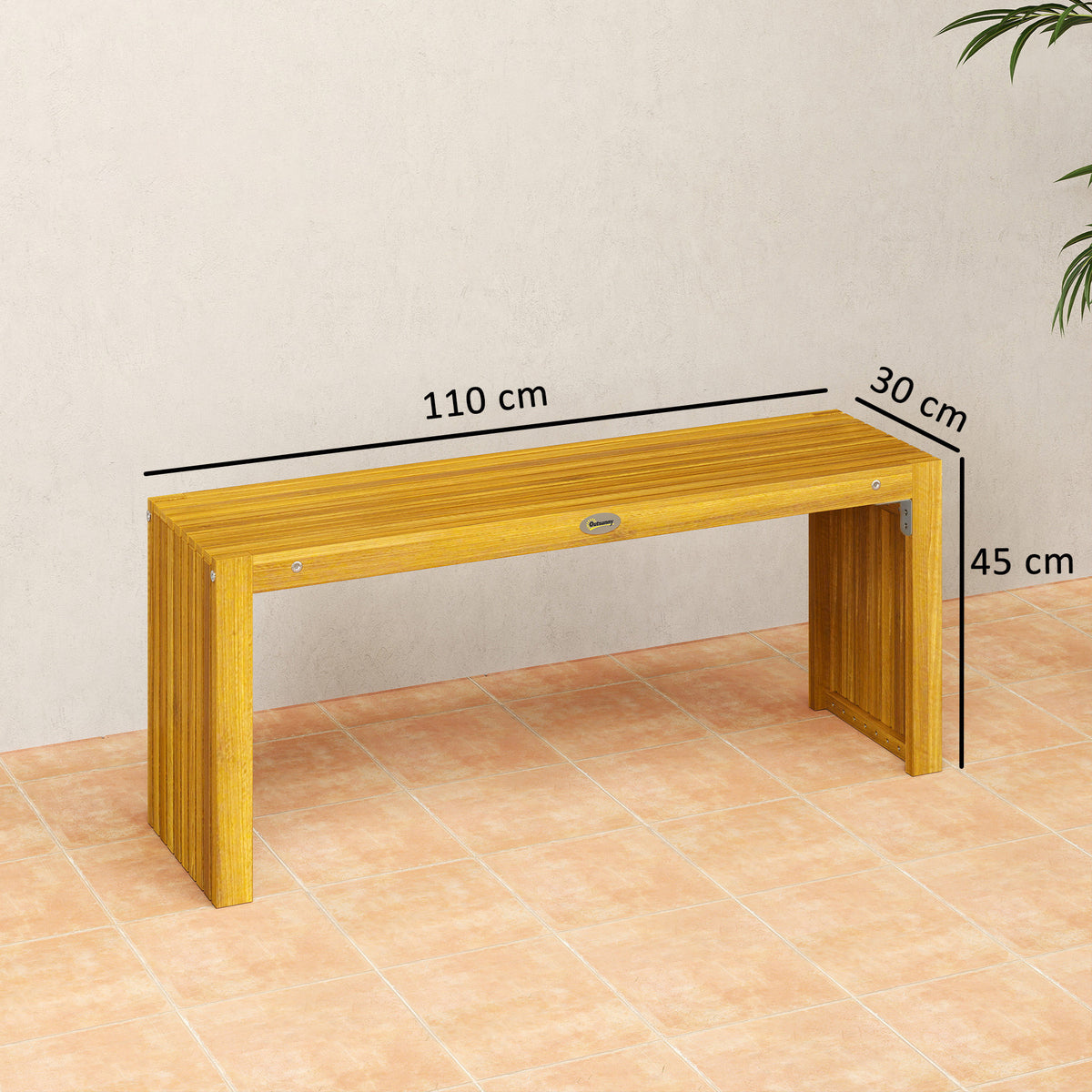 Outsunny Banco De Jardín De Madera Rústico De 2 Plazas 110x30x45 Cm Natural_2