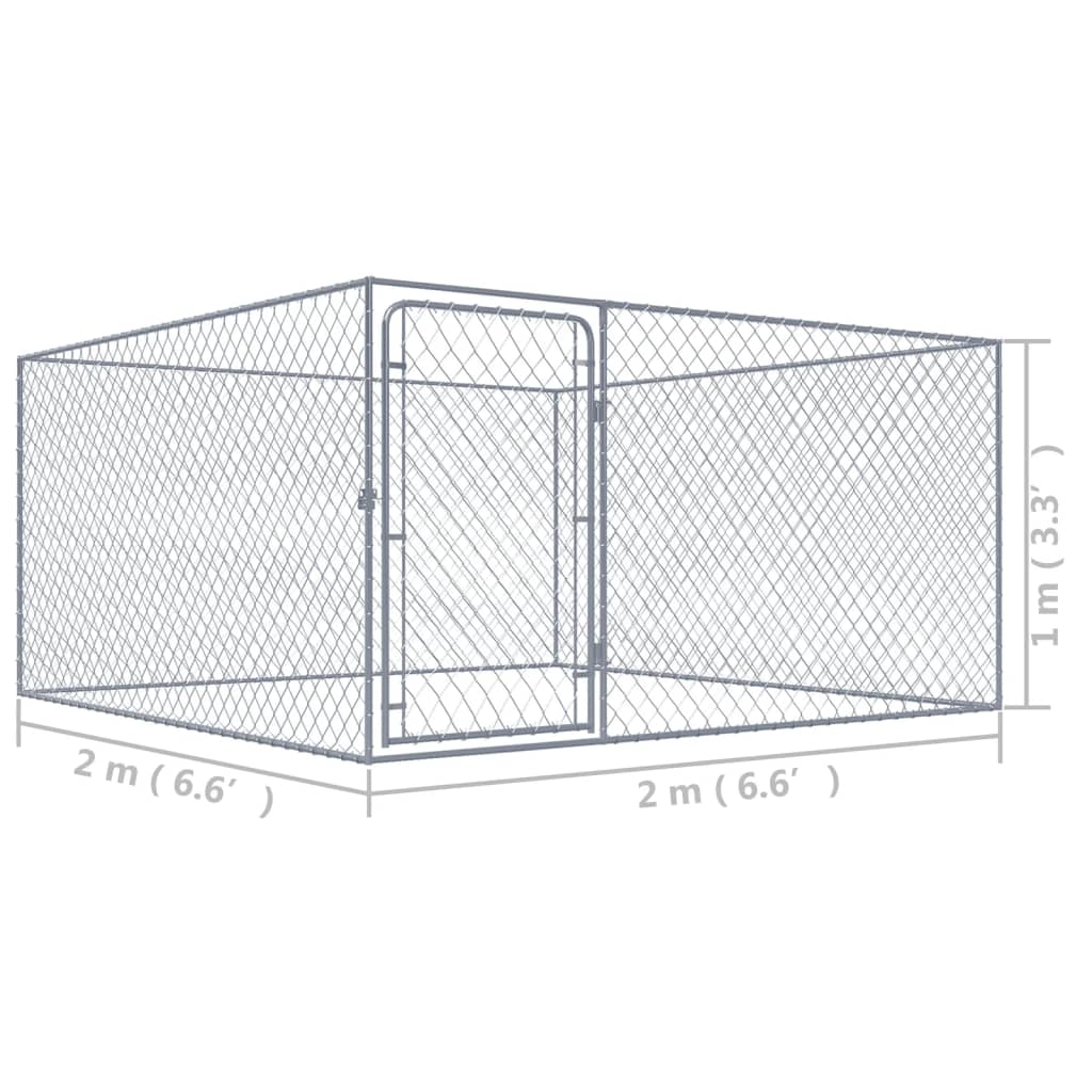 Perrera De Exterior De Acero Galvanizado 2x2x1 M_4