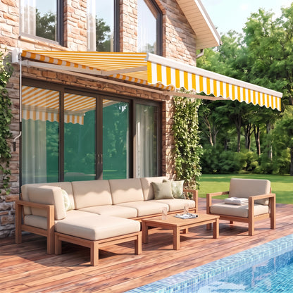 Outsunny Toldo Manual Retráctil Plegable Con Manivela Exterior 295x245cm Naranja_4