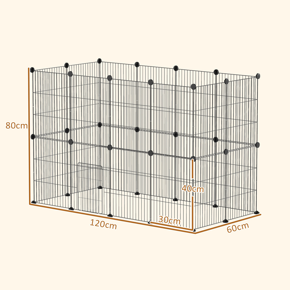 Pawhut Jaula Para Animales Pequeños Forma Personalizable 120x60x80 Cm Negro_2