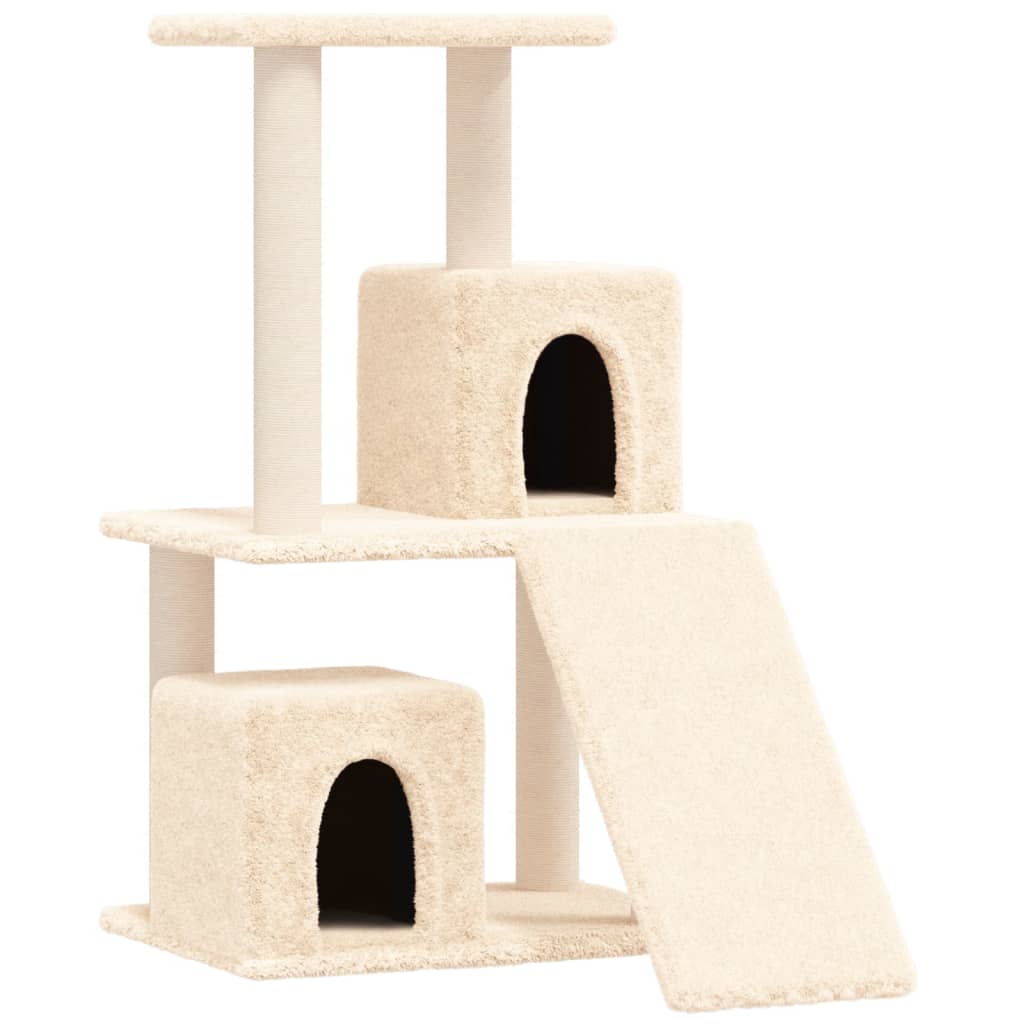 Rascador Para Gatos Con Postes De Sisal Color Crema 82 Cm_0