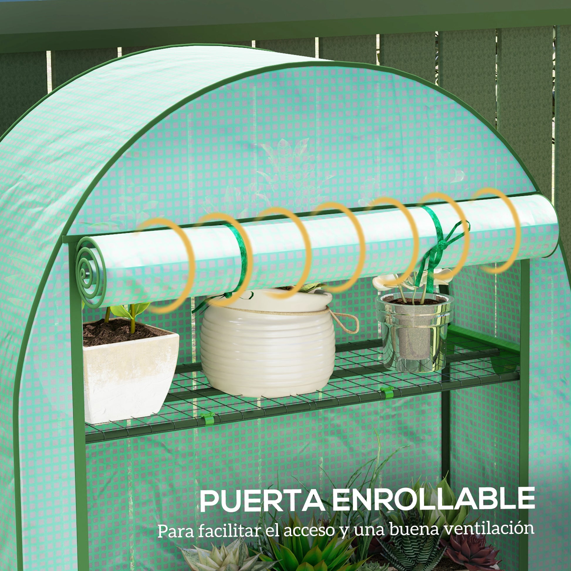 Outsunny Invernadero De Exterior Con 4 Estantes Puerta Enrollable 105x45x160 Cm_5