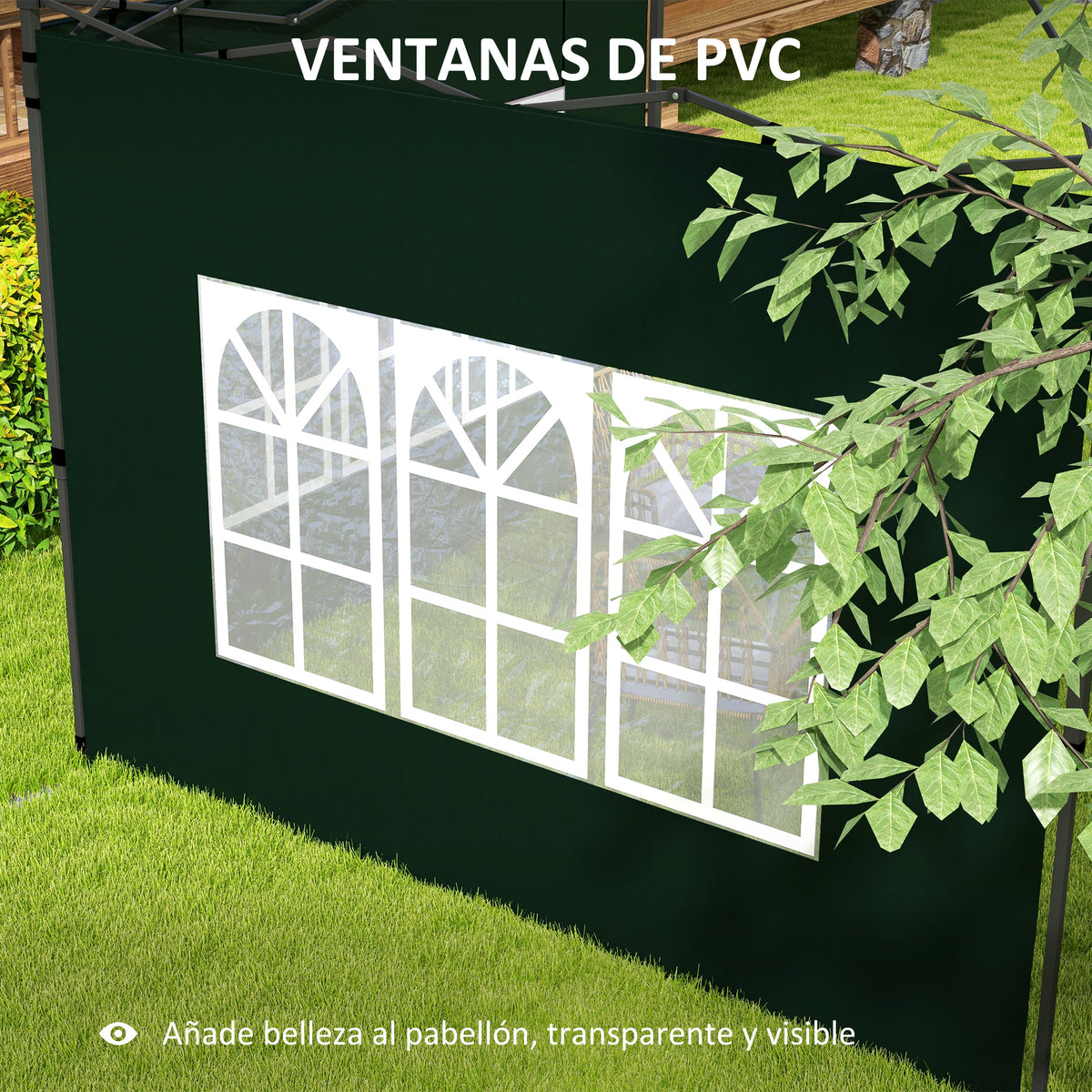 Outsunny Paredes Laterales Para Carpa 3x3 M Y 3x6 M 293x193 Cm Verde Oscuro_5