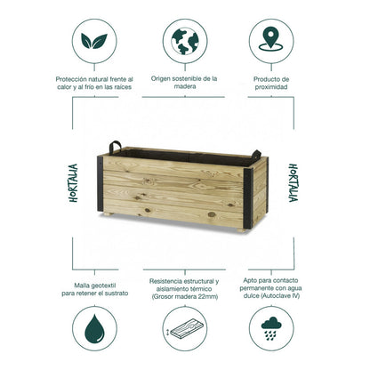 Jardinera Exterior De Madera Con Refuerzo De Aluminio Ghio Al Hortalia 100x40x40 Cm_4