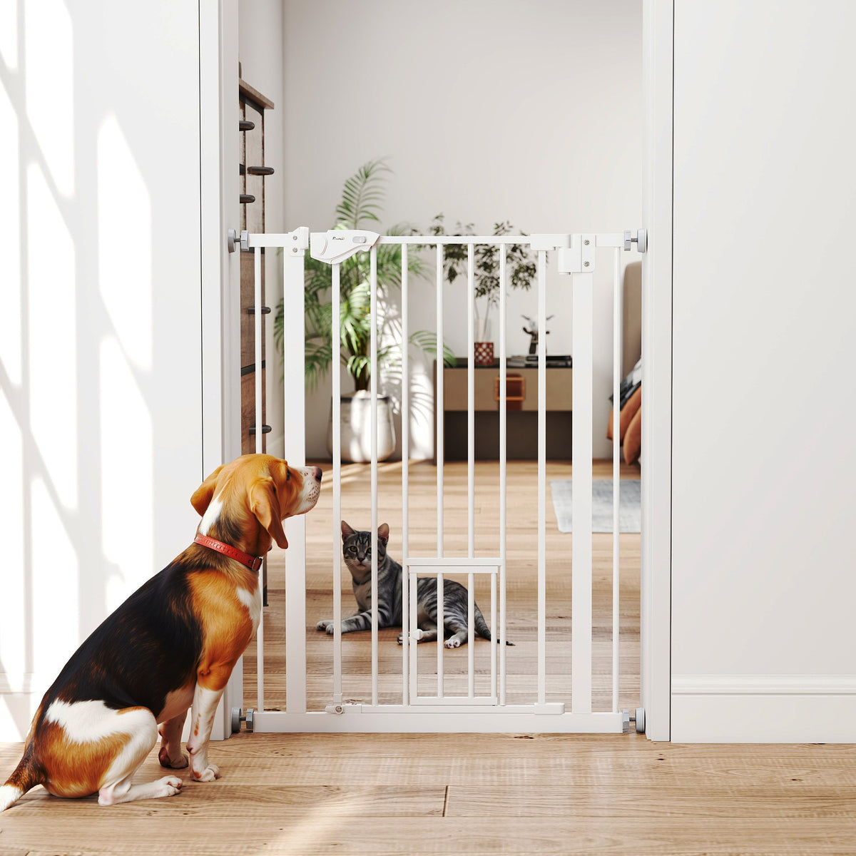 Pawhut Barrera De Seguridad De Perros Escaleras Puertas 74-80 Cm Altura 91,4 Cm_4