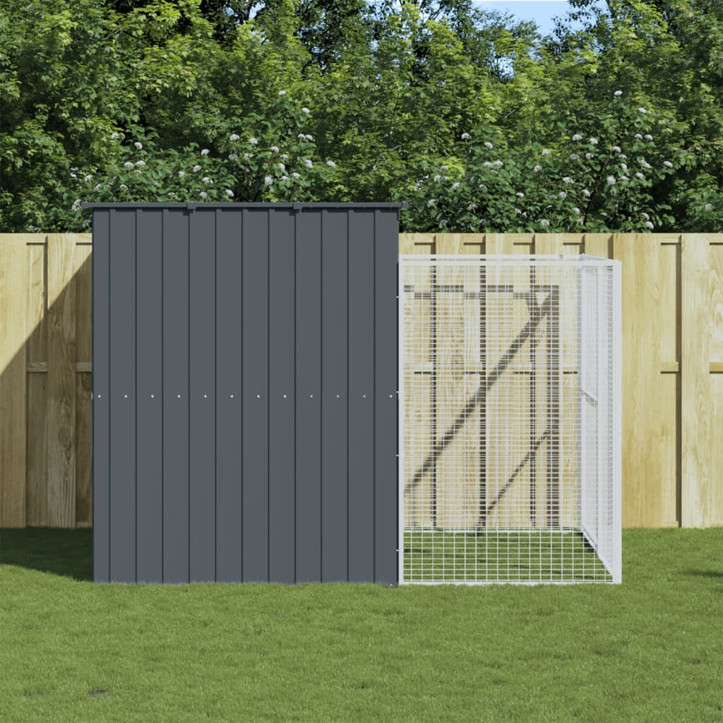 Caseta Perros Con Corral Acero Galvanizado Gris 214x253x181 Cm_1