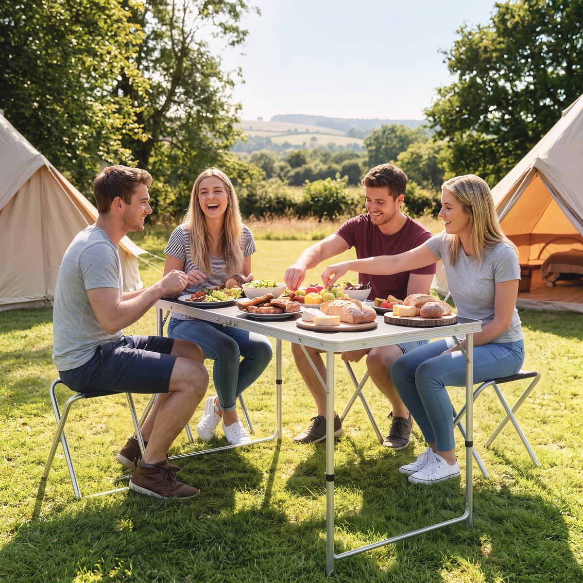 Outsunny Mesa Para Camping Plegable Con Sillas De 5 Piezas Negro_1