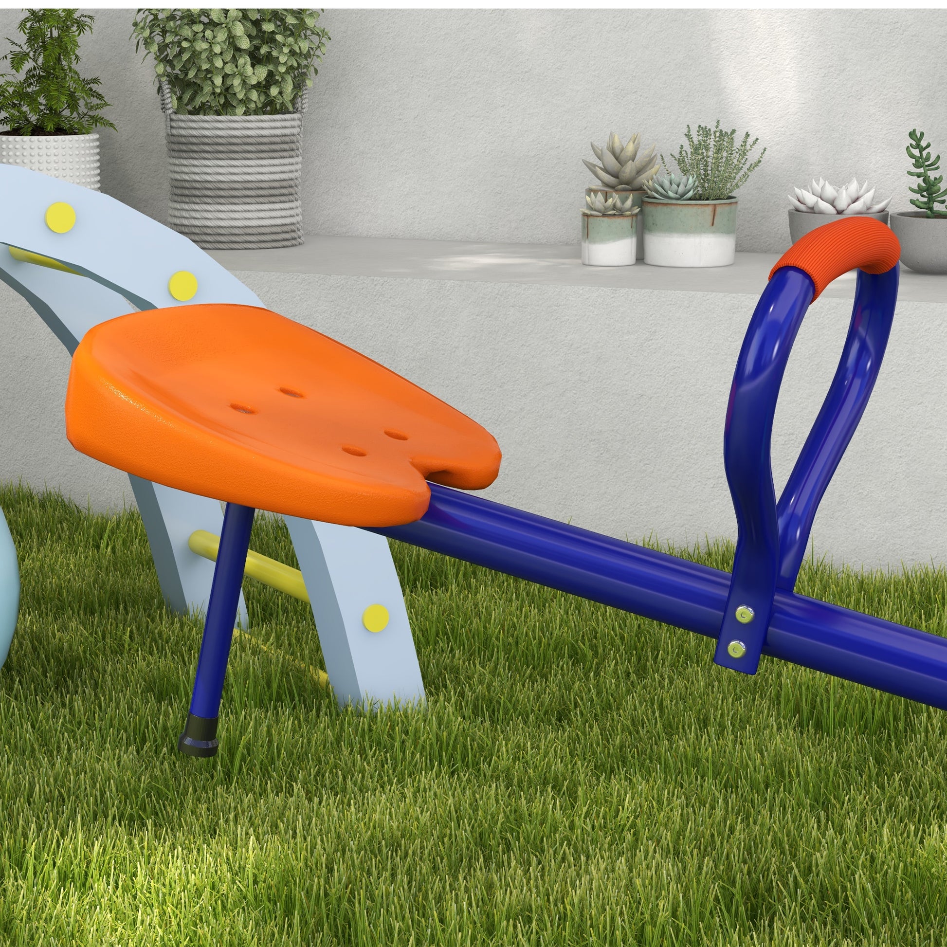 Outsunny Balancín Para Niños Giratorio 360° Con Barra Ajustable Multicolor_3