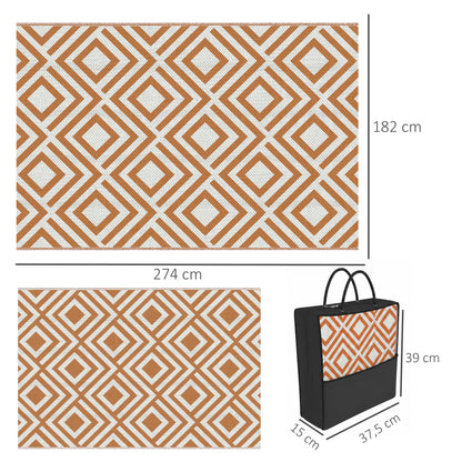 Alfombra De Exterior Reversible De Plástico Outsunny 182x274 Cm Marrón_2