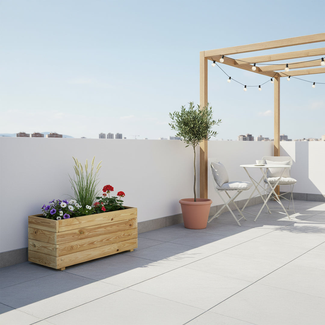 Jardinera Rectangular De Madera Tratada Para Exterior Ghio Hortalia 80x40x40 Cm_1