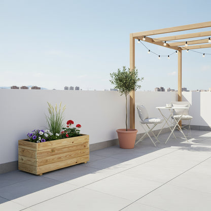 Jardinera Rectangular De Madera Tratada Para Exterior Ghio Hortalia 80x40x40 Cm_1