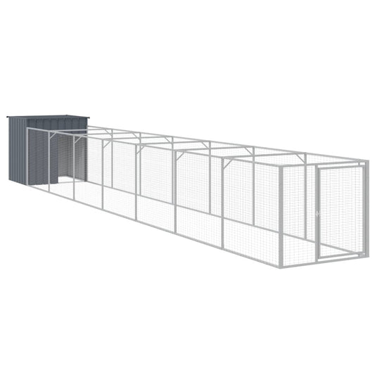 Caseta Perros Con Corral Acero Galvanizado Gris 110x813x110 Cm_0