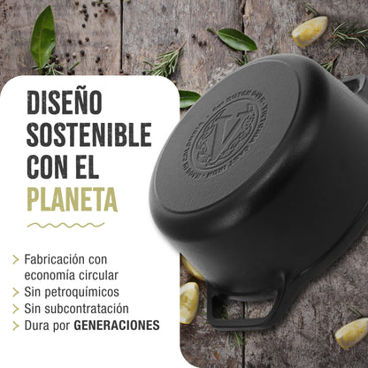 Victoria Horno Holandés Olla Inducción Hierro Fundido Esmaltado 25cm, Cocotte 3,8l, Sin Ptfe Ni Pfoa, 32296, Negro_5