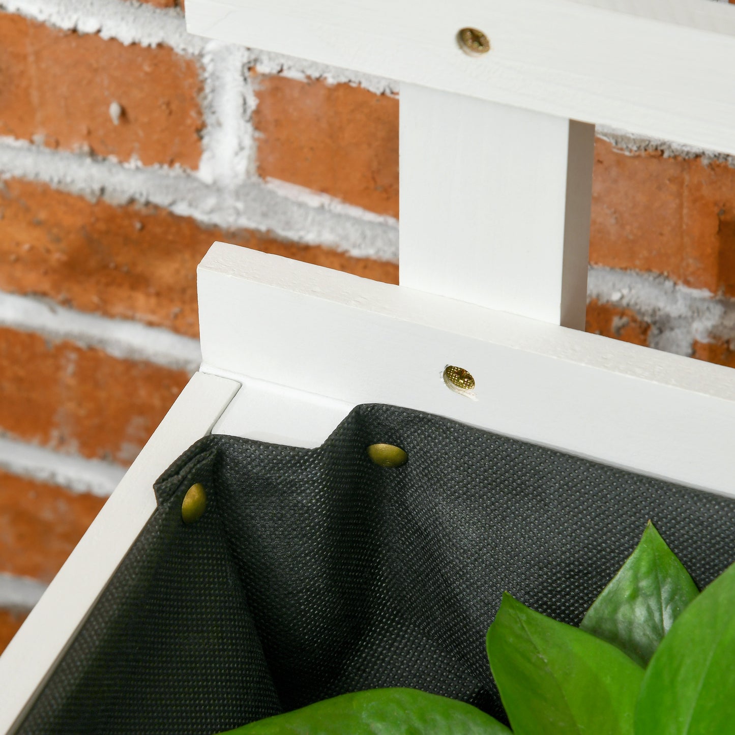 Outsunny Jardinera Con Enrejado Madera Con Ruedas Soporte Para Trepadora Blanco_4