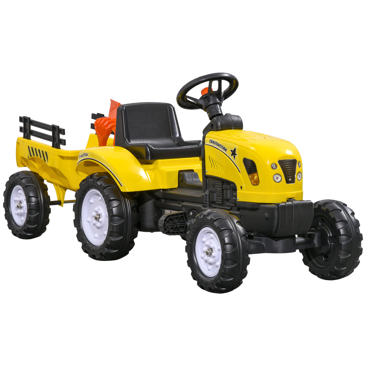 Tractor Infantil Homcom Pp, Pvc, Metal Amarillo 133x42x51 Cm_0