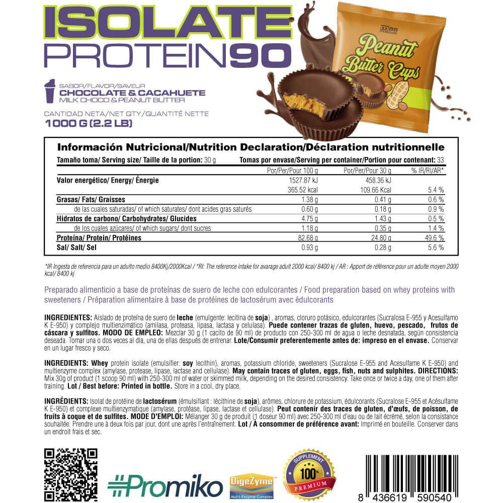 Isolate 90 Cfm - 1kg - Peanut Butter Cups - Aumenta La Masa Muscular - Masmusculo_5