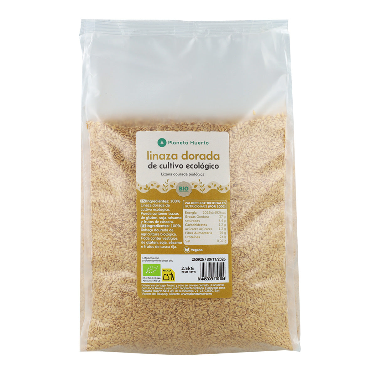 Semillas de lino dorado ECO Planeta Huerto 2,5 kg