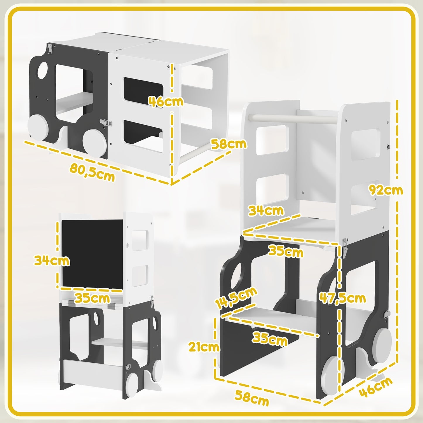 Aiyaplay Torre De Aprendizaje En Forma De Coche Convertible En Mesa Y Silla_2