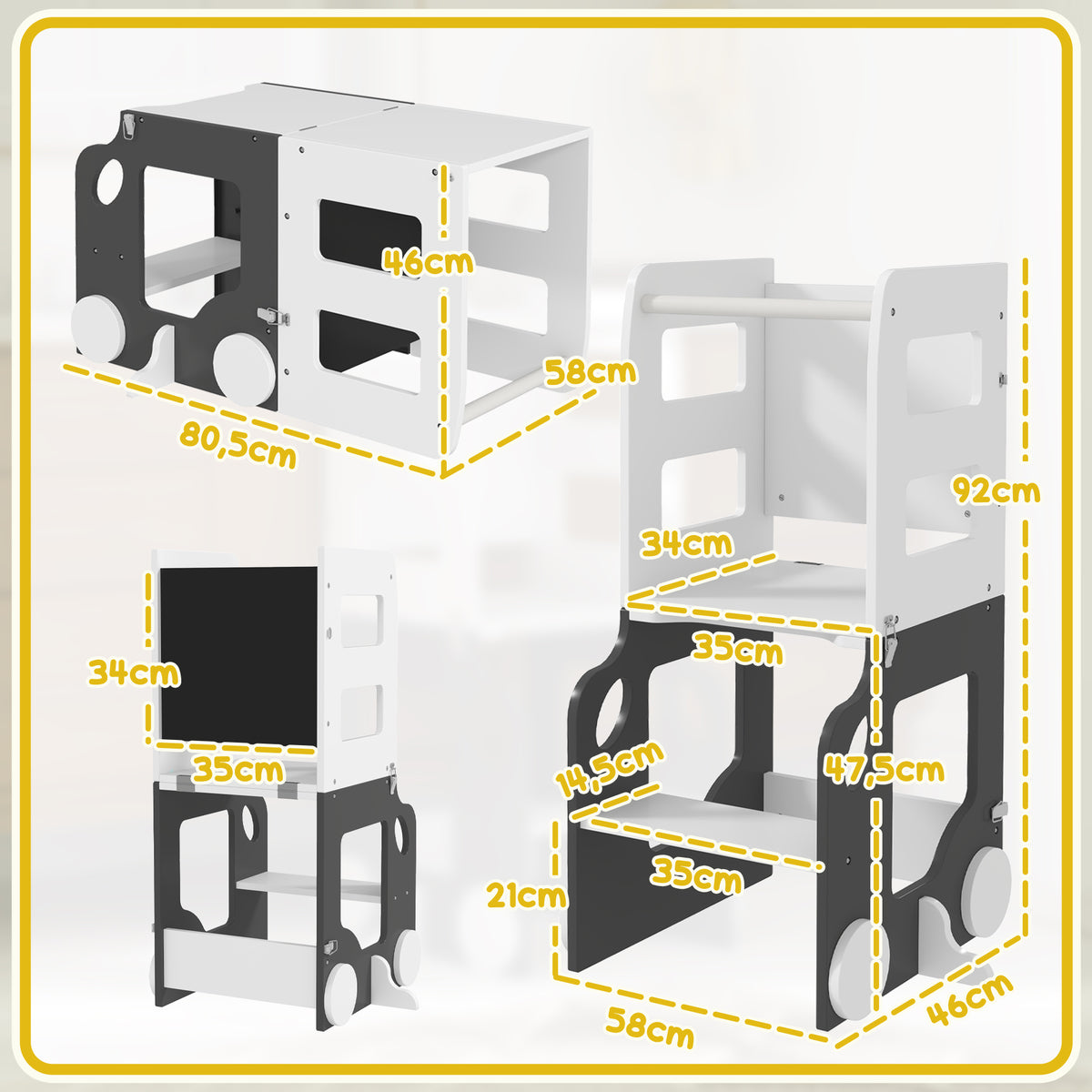 Aiyaplay Torre De Aprendizaje En Forma De Coche Convertible En Mesa Y Silla_2