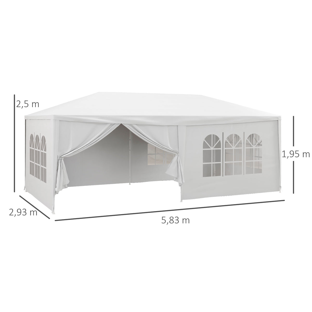 Outsunny Carpa De Jardín 6x3 M Con 4 Ventanas 2 Puertas Con Cremallera Blanco_2