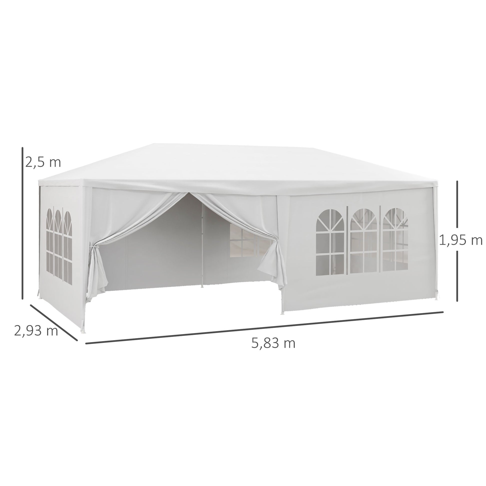 Outsunny Carpa De Jardín 6x3 M Con 4 Ventanas 2 Puertas Con Cremallera Blanco_2