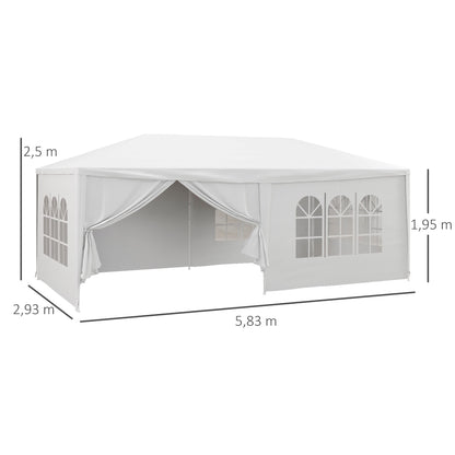 Outsunny Carpa De Jardín 6x3 M Con 4 Ventanas 2 Puertas Con Cremallera Blanco_2