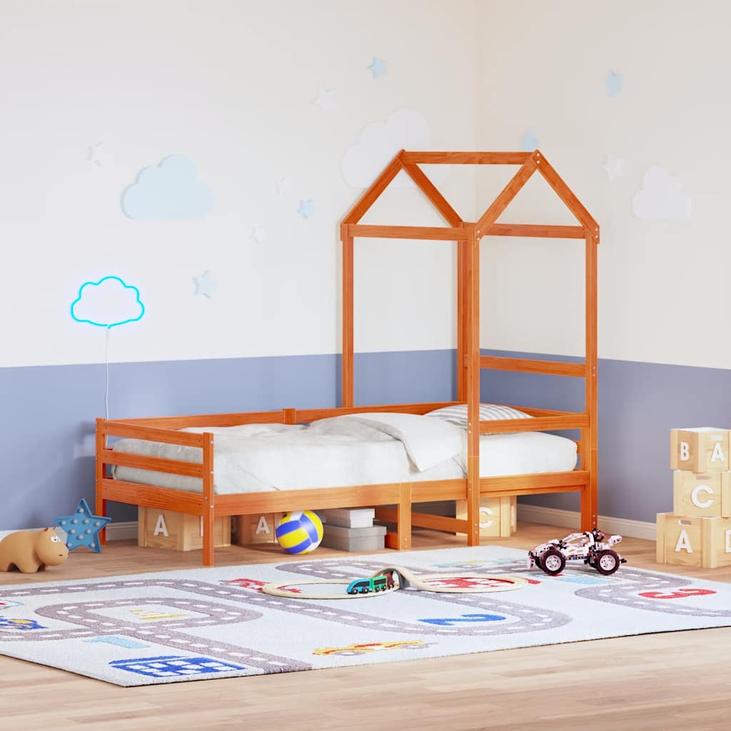 Techo De Cama Infantil Madera Maciza Marrón 108x70x176,5 Cm_1