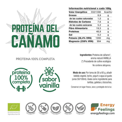 Proteína de cáñamo vainilla Energy feelings 1 kg