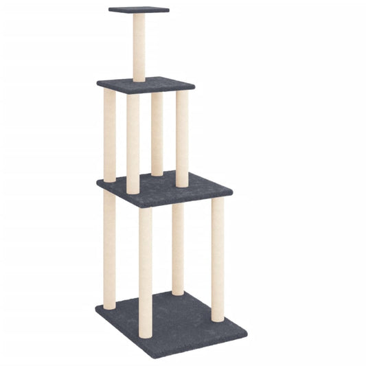 Rascador Para Gatos Con Postes De Sisal Gris Oscuro 149 Cm_0