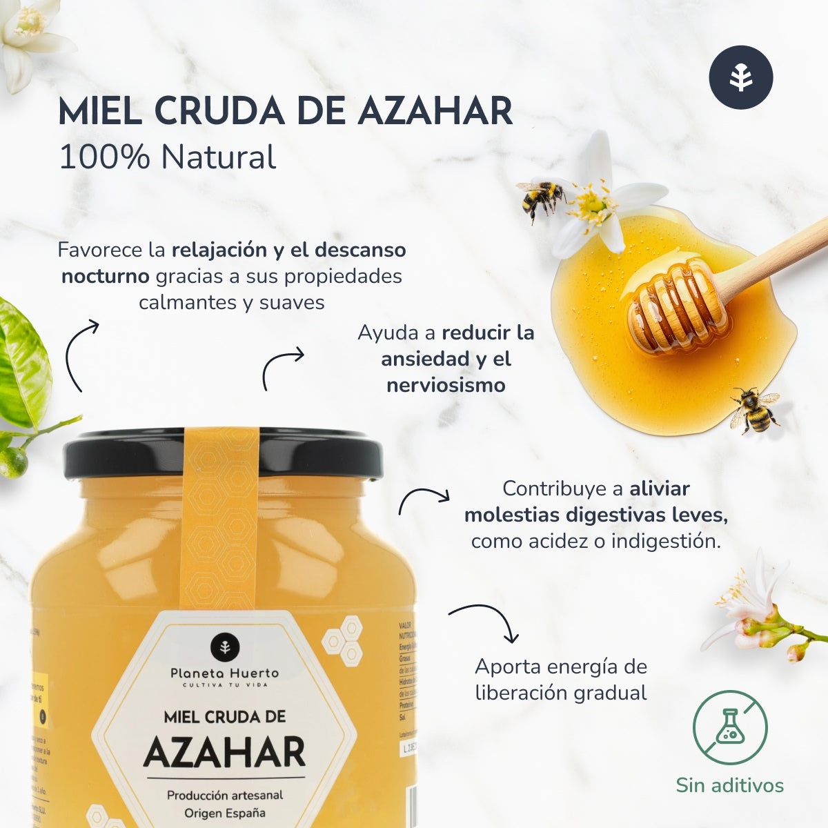 Pack 6x Miel Cruda de Azahar Planeta Huerto 1 Kg